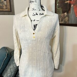 Beautiful Preloved Tommy Hilfiger Cream Cable Knit Sweater